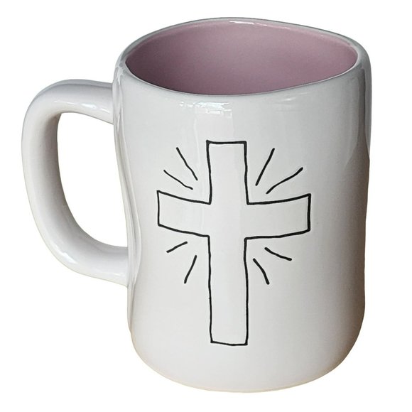 Cross And Message Design Cristo Ha Resucitado White Pink Ceramic Coffee Mug 16oz - Picture 4 of 12